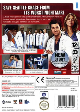 Grey's Anatomy- The Video Game box cover back